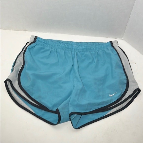 Nike Blue Athletic Shorts with Curved Hems - Picture 1 of 6